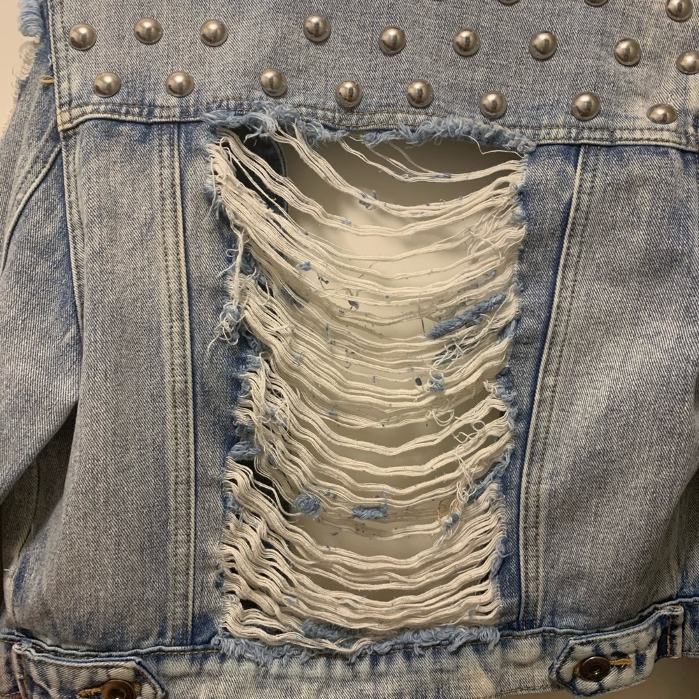Denim blue cropped jacket - Picture 7 of 8